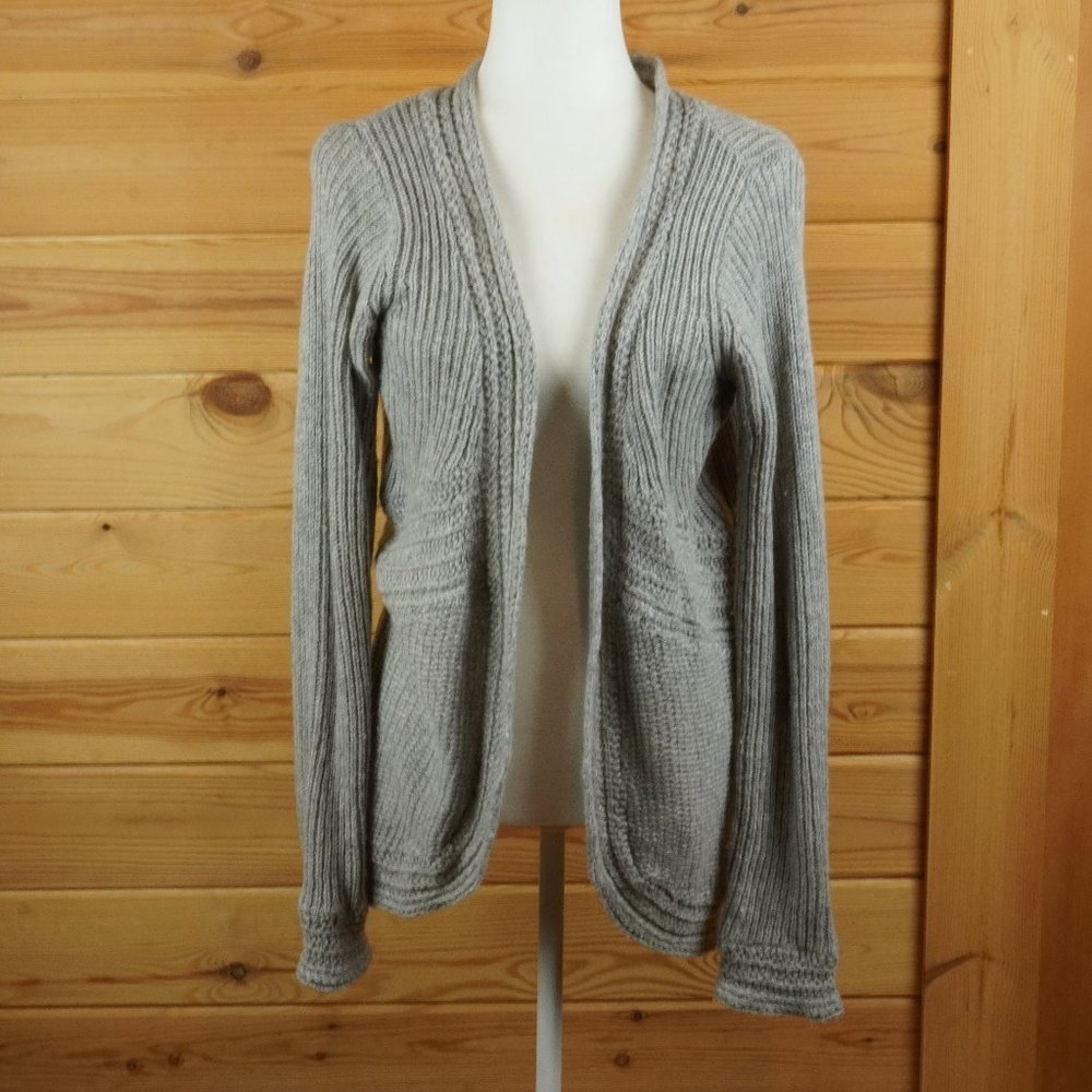 Loft Gray Knitted Rounded Hem Cardigan‎ Sweater Size Large